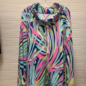 LILLY PULITZER Large zipper terrycloth jacket. Multicolor blues pinks & purple